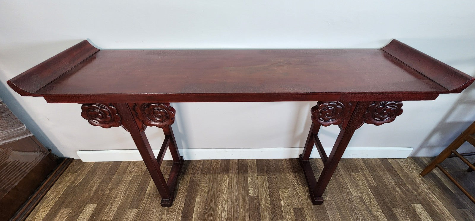 Vintage Pagoda Style Carved Ornate Alter Console Table