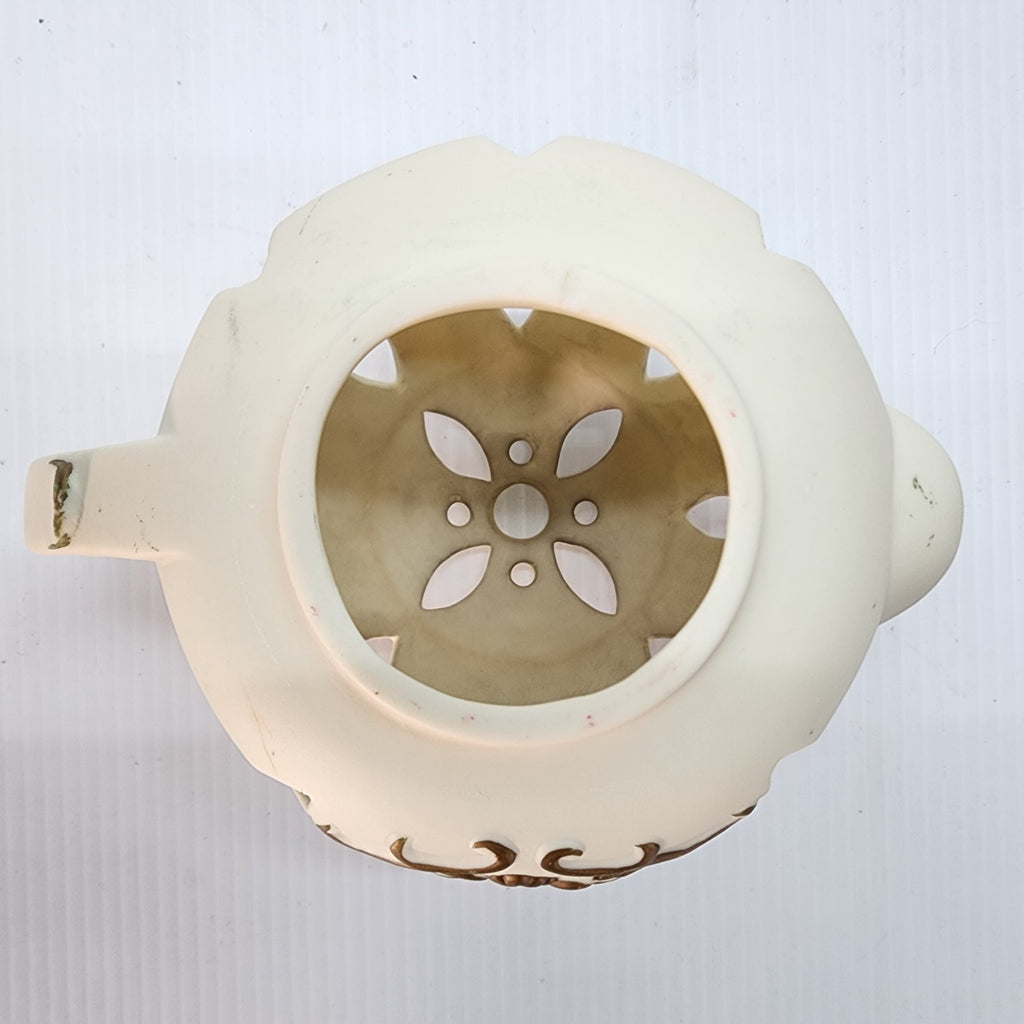 Teapot Decorative Candle Holder Brown Tan Used