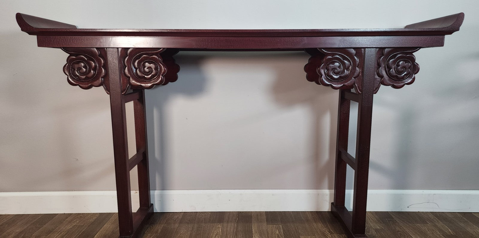 Vintage Pagoda Style Carved Ornate Alter Console Table