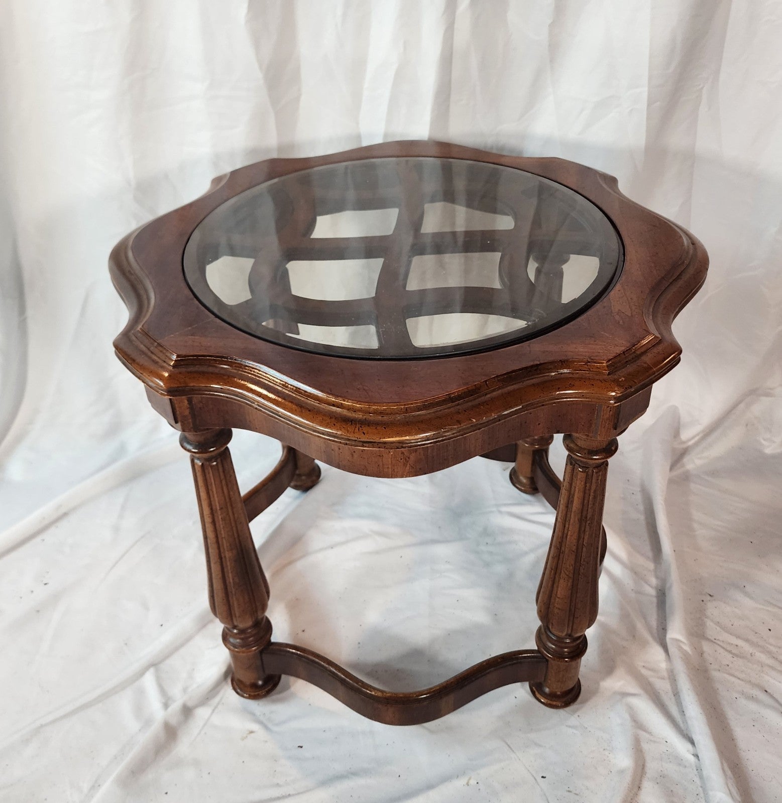 1981 Gordon Antique Glass Top Side Table