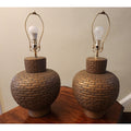 Pair of Woven Pattern Table Lamps