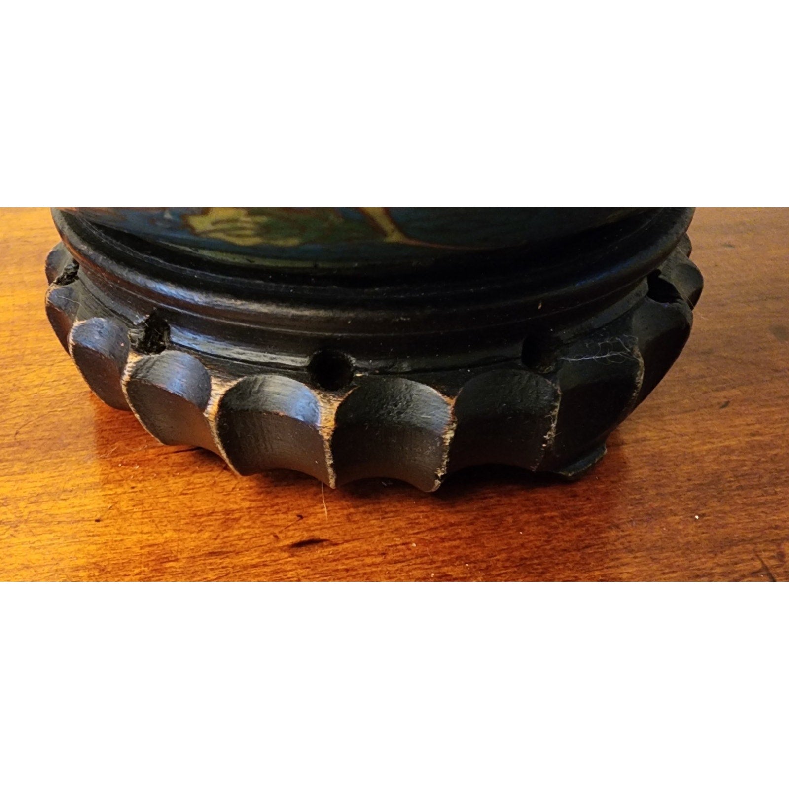 Vintage Blue Decorative Table Lamp with Flowers