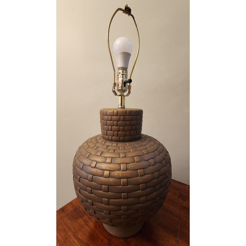 Pair of Woven Pattern Table Lamps
